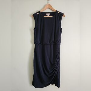 Navy Banana Republic Tulip Dress with Gold Button Accent in Medium
